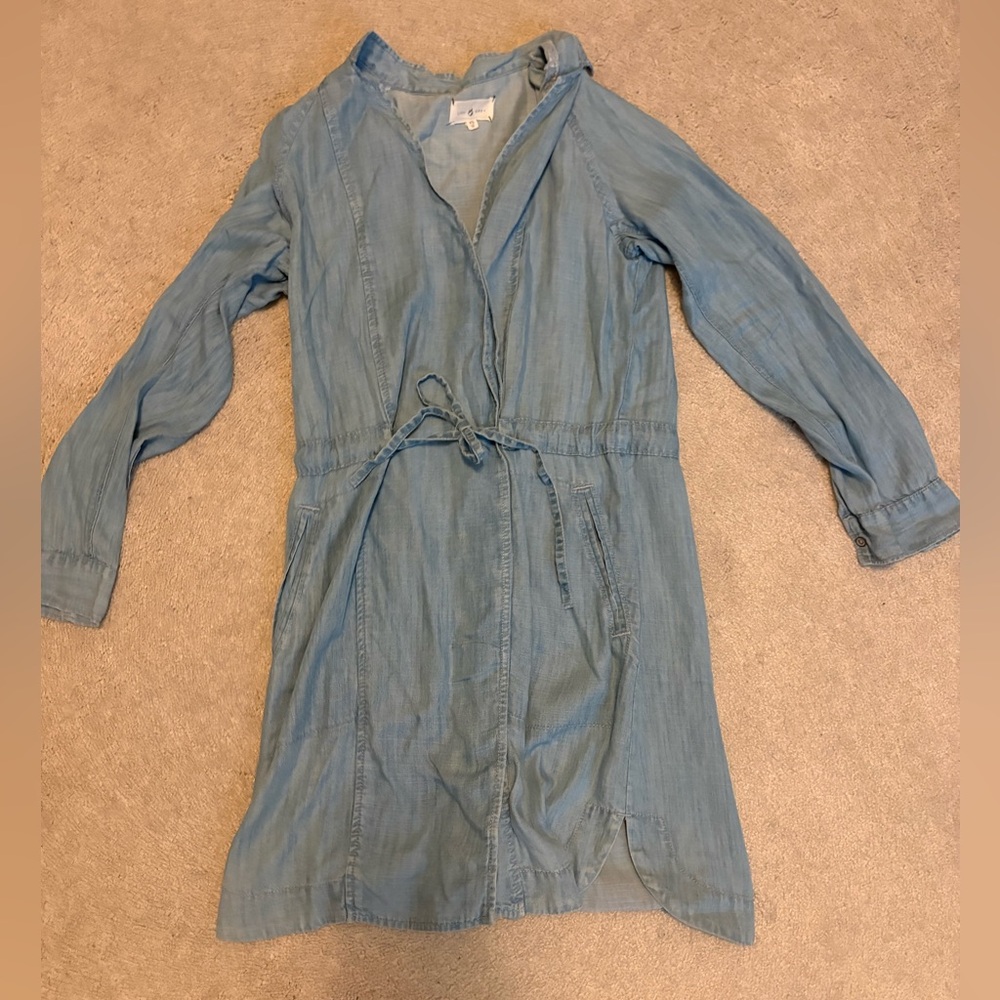 Lou & Grey Light Blue Chambray Mini Dress